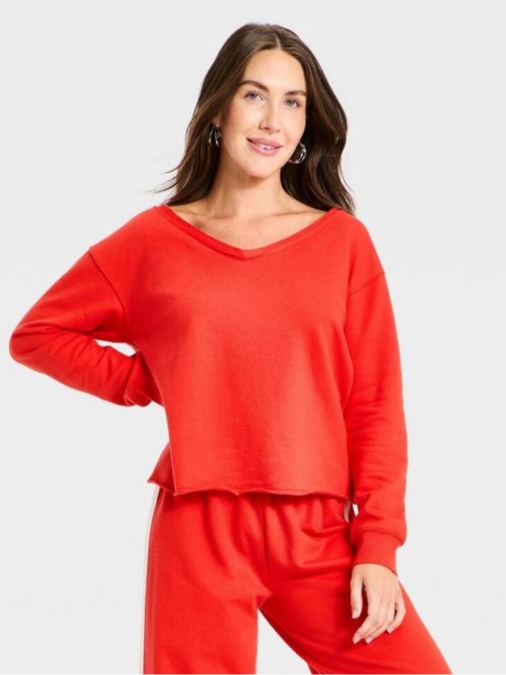 Universal Thread Women's Red V-Neck Relaxed Pullover Top S